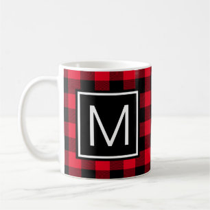 Mug Rouge et Noir Monogramme à carreaux de bison
