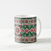 Mug rouge et vert de Noël/hiver île Fair (Devant droit)