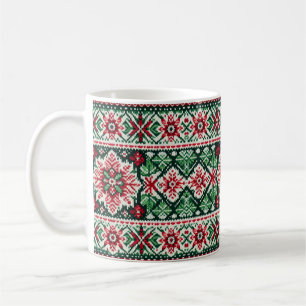 Mug rouge et vert de Noël/hiver île Fair