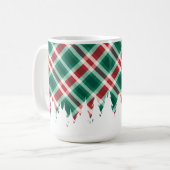 Mug Rouge et vert plaid avec arbre de Noël blanc (Devant gauche)