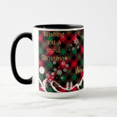Mug Rouge et vert Raid Russe Plaid Reinder Christmas M (Gauche)