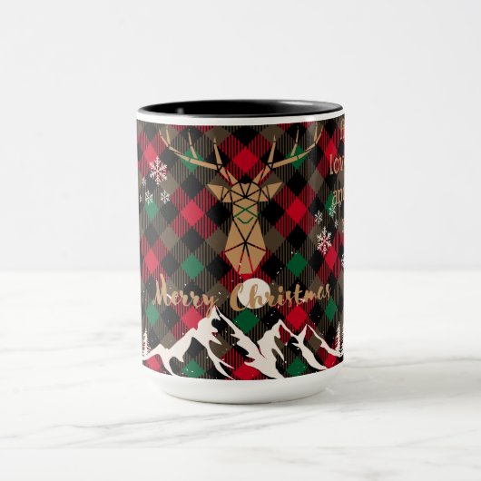 Mug Rouge et vert Raid Russe Plaid Reinder Christmas M (Centre)