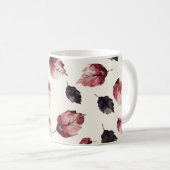Mug Rouge Fard Feuilles Noires (Devant droit)