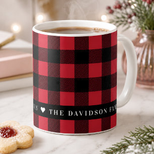 Mug Rouge festif Buffalo carreau personnalisé avec mon