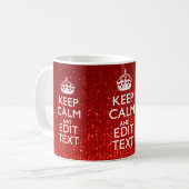 Mug Rouge festif Gardez le calme pour votre texte (Devant gauche)