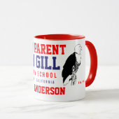 Mug Rouge fier de parent d'ouïe nommée faite sur (Devant droit)