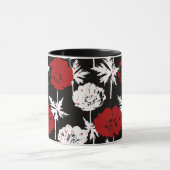 Mug Rouge, fleurs blanches sur noir (Centre)