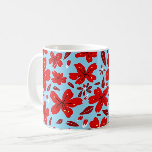 Mug Rouge floral (Devant gauche)