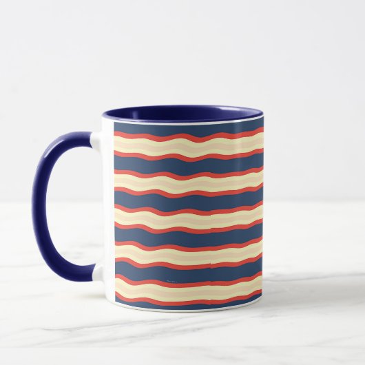 Mug Rouge foncé bleu creme ondulé   (Gauche)