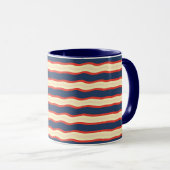 Mug Rouge foncé bleu creme ondulé   (Devant droit)