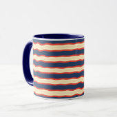 Mug Rouge foncé bleu creme ondulé   (Devant gauche)