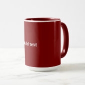 Mug Rouge foncé, Maroon couleur solide, texte blanc, (Devant droit)
