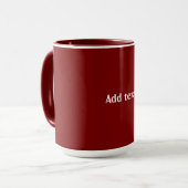 Mug Rouge foncé, Maroon couleur solide, texte blanc, (Devant gauche)