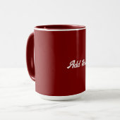 Mug Rouge foncé, Maroon couleur solide, texte blanc, (Devant gauche)