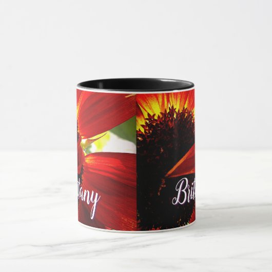 Mug Rouge Gerber Daisy Flower Script Custom (Centre)