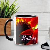 Mug Rouge Gerber Daisy Flower Script Custom