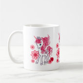 Mug Rouge Girly mignon de licorne de bébé (Gauche)