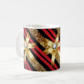 Mug Rouge Gold & Black Faux Parties scintillant Gold D (Devant gauche)