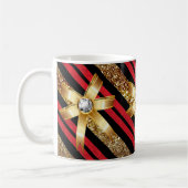 Mug Rouge Gold & Black Faux Parties scintillant Gold D (Gauche)