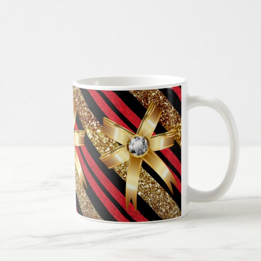 Mug Rouge Gold & Black Faux Parties scintillant Gold D (Droite)