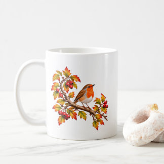 Mug Rouge-gorge automne botanique conception d'oiseau