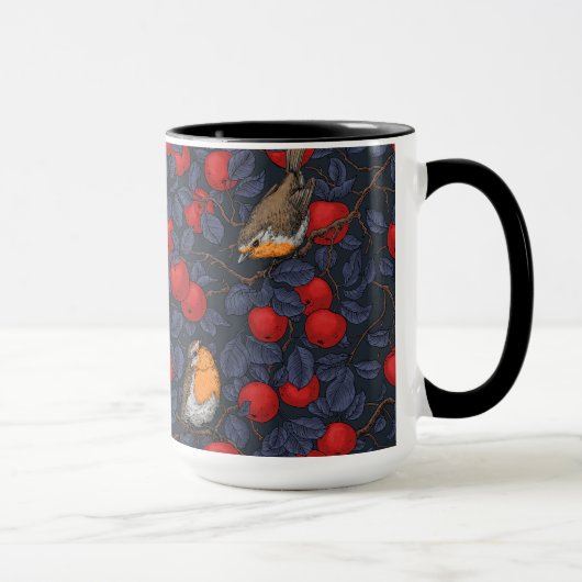 Mug Rouge-gorges dans le pommier/bleu et rouge (Droite)