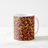 Mug Rouge Grenat Doré Arabesques (Devant droit)