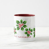 Mug Rouge hawaïen de Noël de Mele Kalikimaka de houx (Centre)