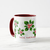 Mug Rouge hawaïen de Noël de Mele Kalikimaka de houx (Devant gauche)