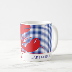 Mug Rouge Homard Bleu En vichy Côte Nom de la ville Ét