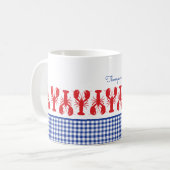 Mug Rouge Homard Bleu En vichy Côte Réunion familiale (Devant gauche)