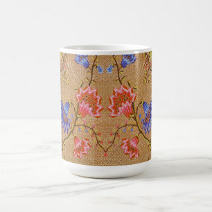 Mug Rouge Impérial & Or Broderie Florale en Soie