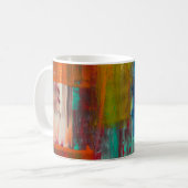 MUG ROUGE JAUNE BLEU ET BLANC PEINTURE ABSTRAITE (Devant gauche)