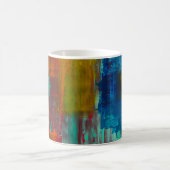 MUG ROUGE JAUNE BLEU ET BLANC PEINTURE ABSTRAITE (Centre)