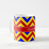 Mug Rouge, jaune, Blue LG Chevron Red Name Monogram (Devant gauche)