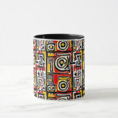 Mug Rouge Jaune Noir Abstrait Africain Tribal Géométri (Centre)