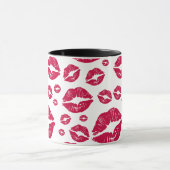 Mug Rouge Lèvres Moderne Motif Baiser tendance Blanc (Centre)