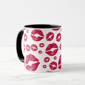 Mug Rouge Lèvres Moderne Motif Baiser tendance Blanc (Devant gauche)