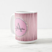 Mug Rouge lueur d'un roseGlittery Monogramme (Devant gauche)