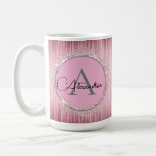 Mug Rouge lueur d'un roseGlittery Monogramme