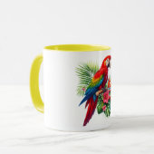 Mug Rouge macaw tropical floral (Devant gauche)