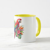 Mug Rouge macaw tropical floral (Devant droit)