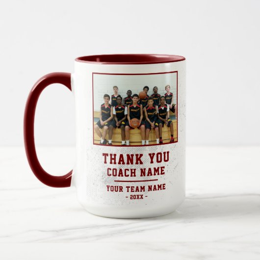 Mug Rouge Merci Coach Nom de l'équipe Photo (Gauche)