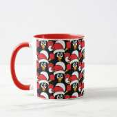Mug Rouge mignon de motif de pingouins de Noël (Gauche)