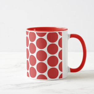 MUG ROUGE MODERNE, POIS BLANCS
