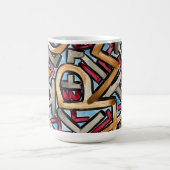 Mug Rouge Moka Gris Géométrique - Art Abstrait Peint à (Centre)