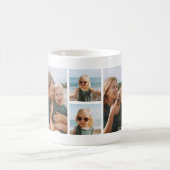 Mug Rouge | Monogramme Grille Collage photo (Centre)