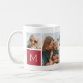 Mug Rouge | Monogramme Grille Collage photo (Gauche)
