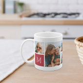 Mug Rouge | Monogramme Grille Collage photo