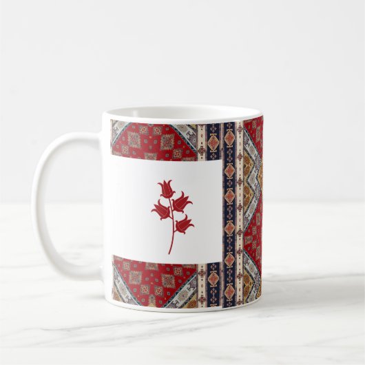 Mug rouge Motif oriental turc avec tulipes (Gauche)